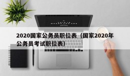 2020国家公务员职位表（国家2020年公务员考试职位表）