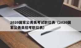 2020国家公务员考试职位表（2020国家公务员招考职位表）