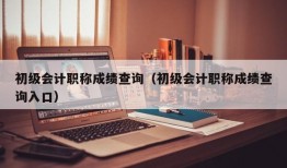 初级会计职称成绩查询（初级会计职称成绩查询入口）