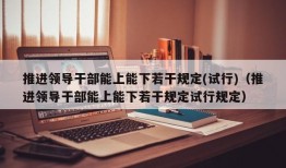 推进领导干部能上能下若干规定(试行)（推进领导干部能上能下若干规定试行规定）