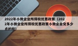 2022年小微企业所得税优惠政策（2022年小微企业所得税优惠政策小微企业交多少点的税）