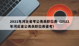 2021年河北省考公务员职位表（2021年河北省公务员职位表省考）